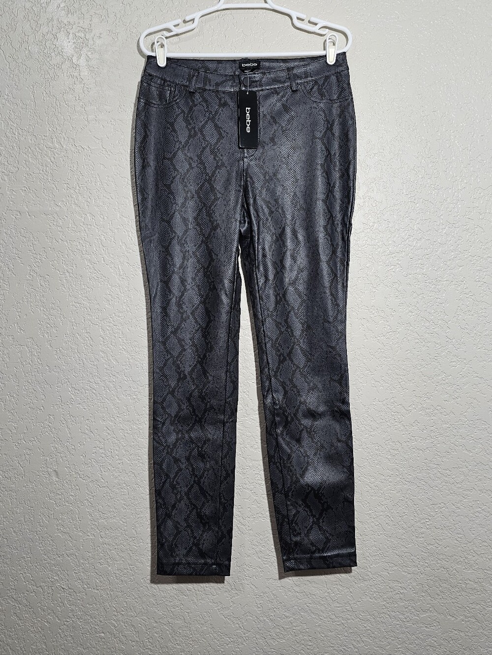 NWT Bebe Textured Snake Print Vegan Leather Slim Pants